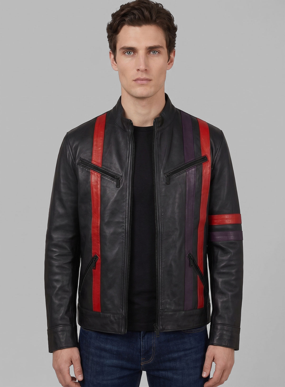 Red Striped Leather Jacket #97