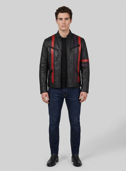Red Striped Leather Jacket #97