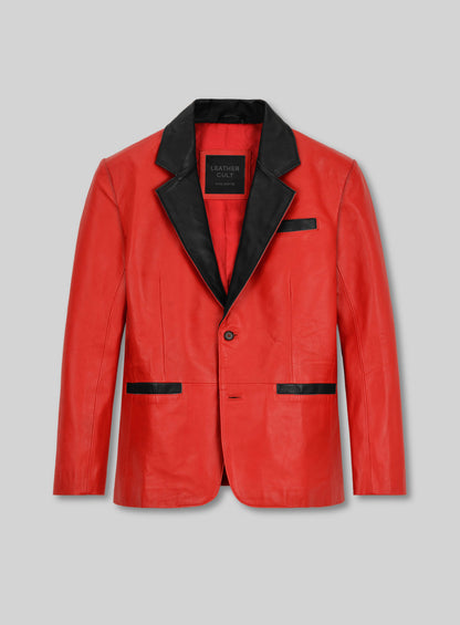 Red Hampton Leather Blazer
