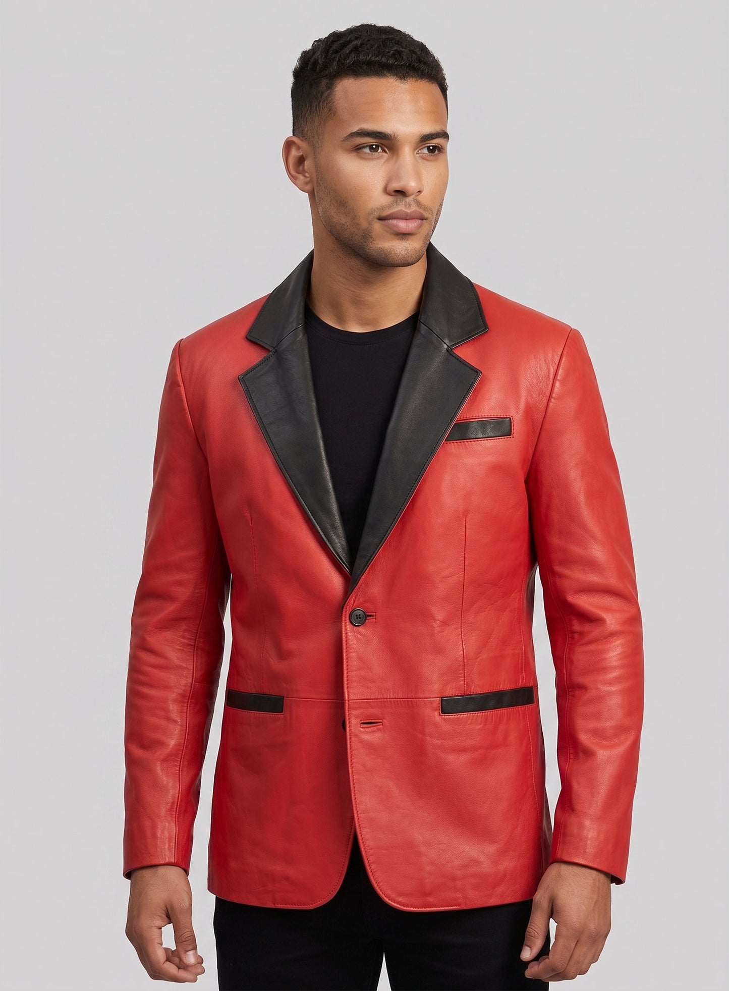 Red Hampton Leather Blazer