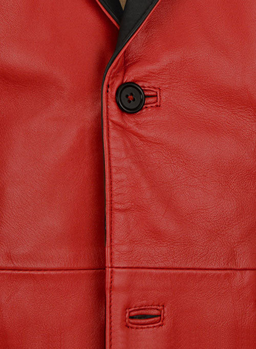 Red Hampton Leather Blazer - LeatherCult