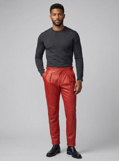 Red Leather Gurkha Pant