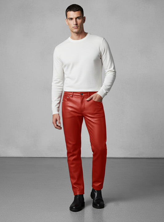 Red Leather Jeans