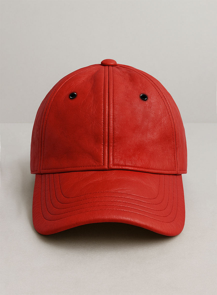 Red Leather Sport Cap