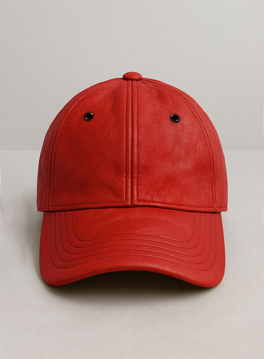 Red Leather Sport Cap