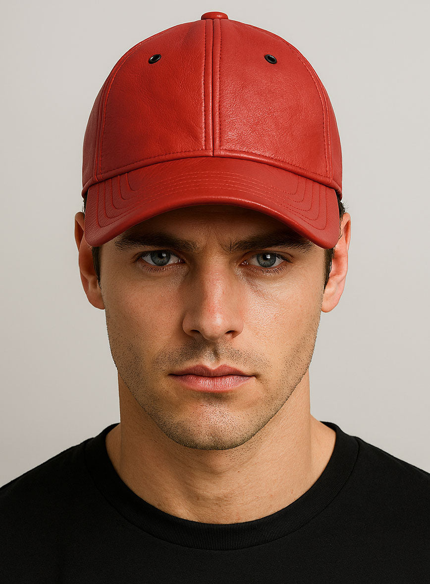 Red Leather Sport Cap
