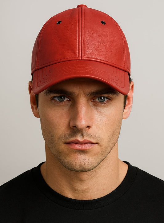 Red Leather Sport Cap