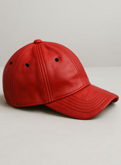 Red Leather Sport Cap