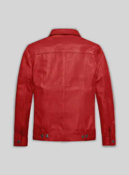 Red Leather Trucker Jacket