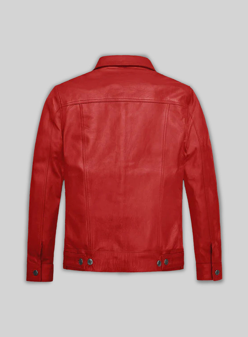 Red Leather Trucker Jacket