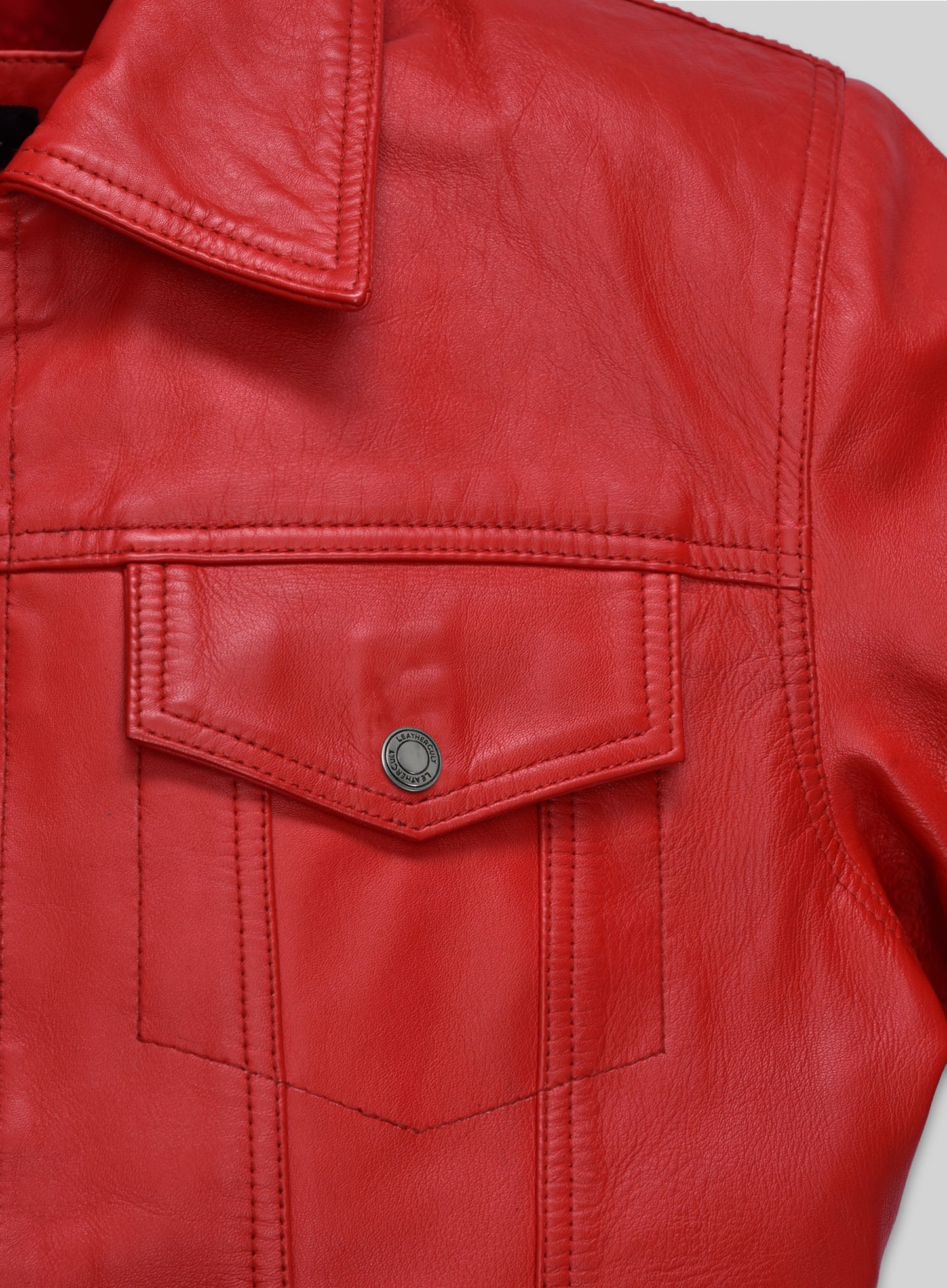 Red Leather Trucker Jacket