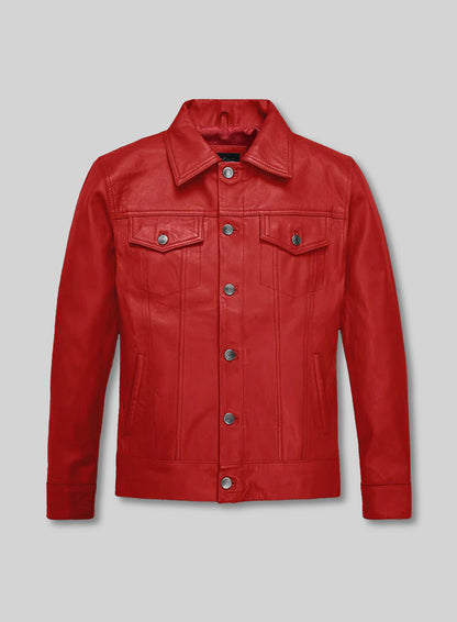 Red Leather Trucker Jacket