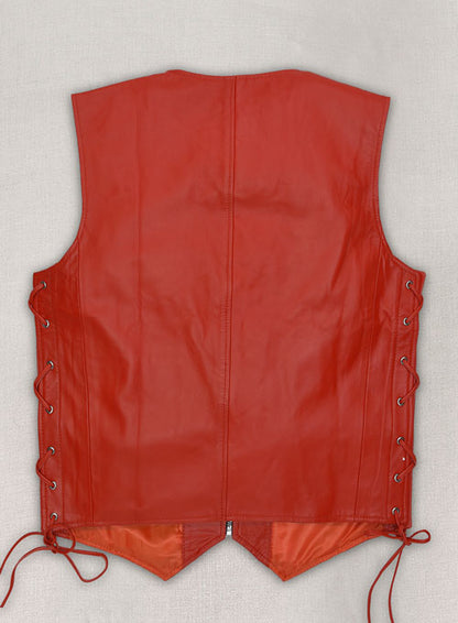Red Leather Vest # 307 - LeatherCult