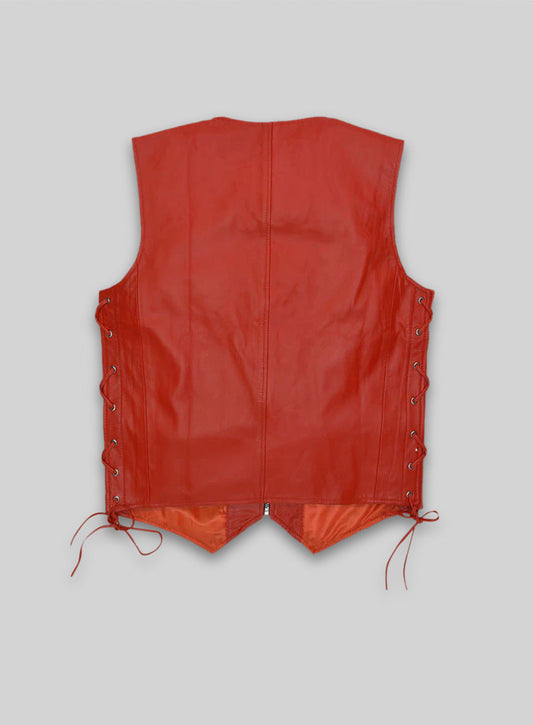 Red Leather Vest # 307