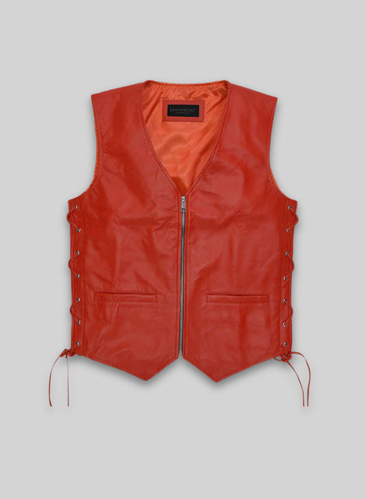 Red Leather Vest # 307