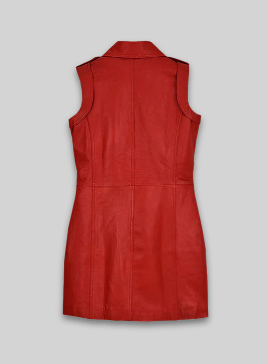 Red Motivated Biker Leather Dress #772