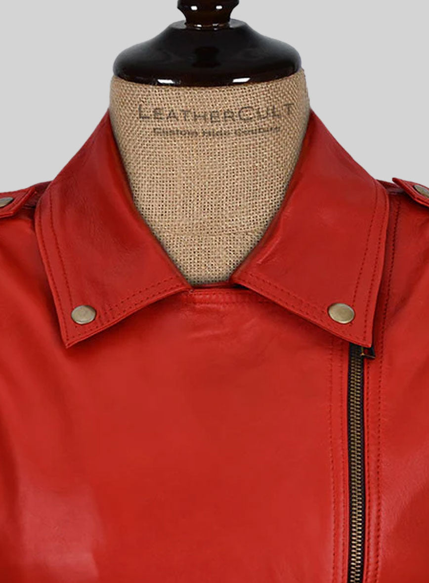 Red Motivated Biker Leather Dress #772