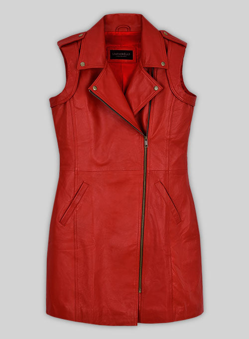 Red Motivated Biker Leather Dress #772 - LeatherCult