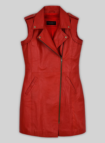 Red Motivated Biker Leather Dress #772 - LeatherCult