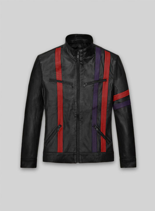 Red Striped Leather Jacket #97