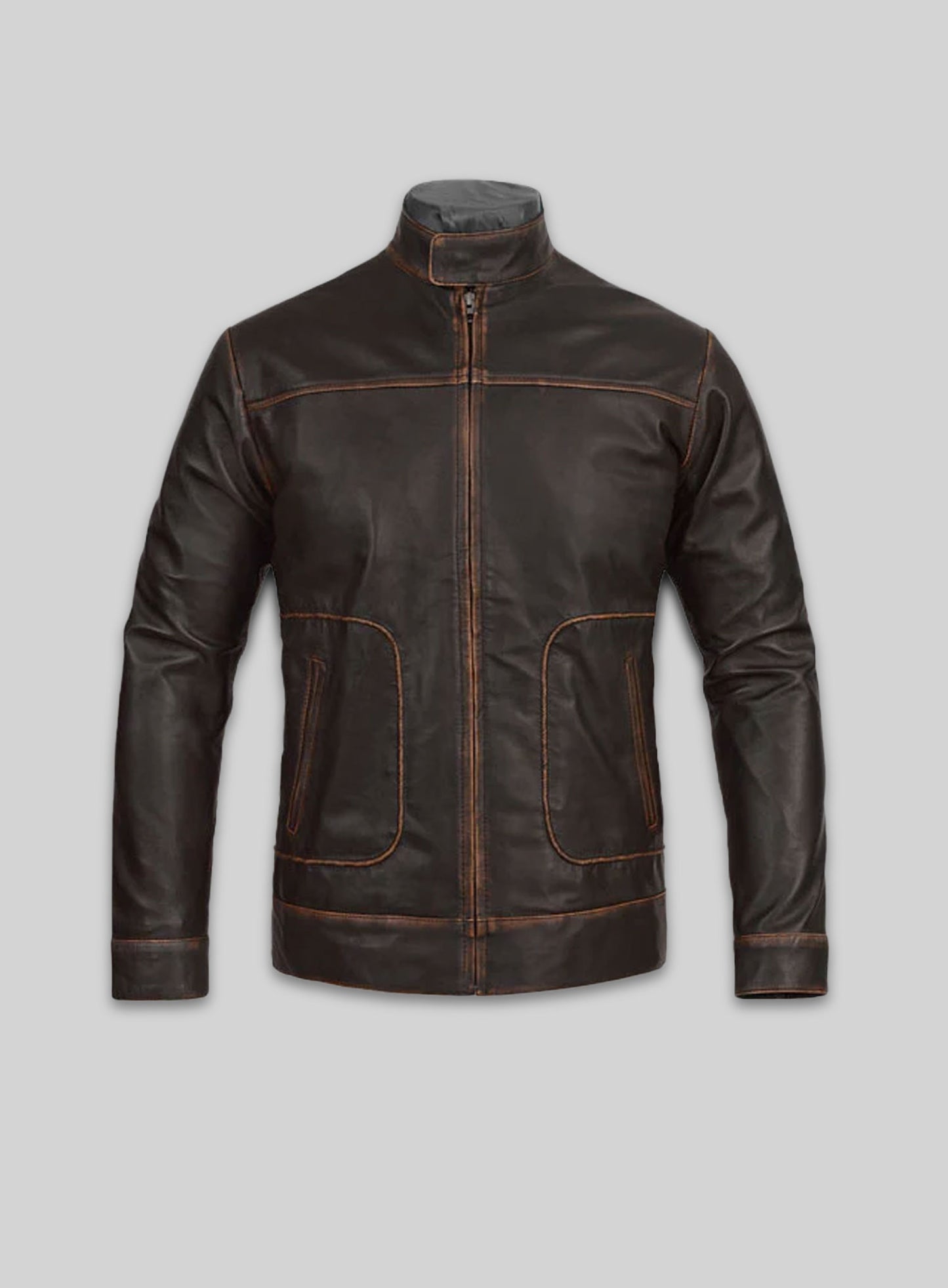 Reggie Rubbed Dark Brown Leather Jacket