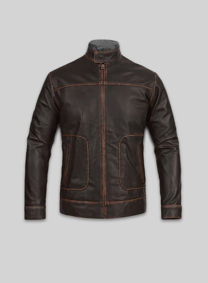 Reggie Rubbed Dark Brown Leather Jacket