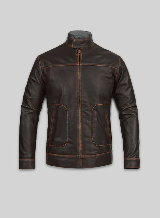 Reggie Rubbed Dark Brown Leather Jacket