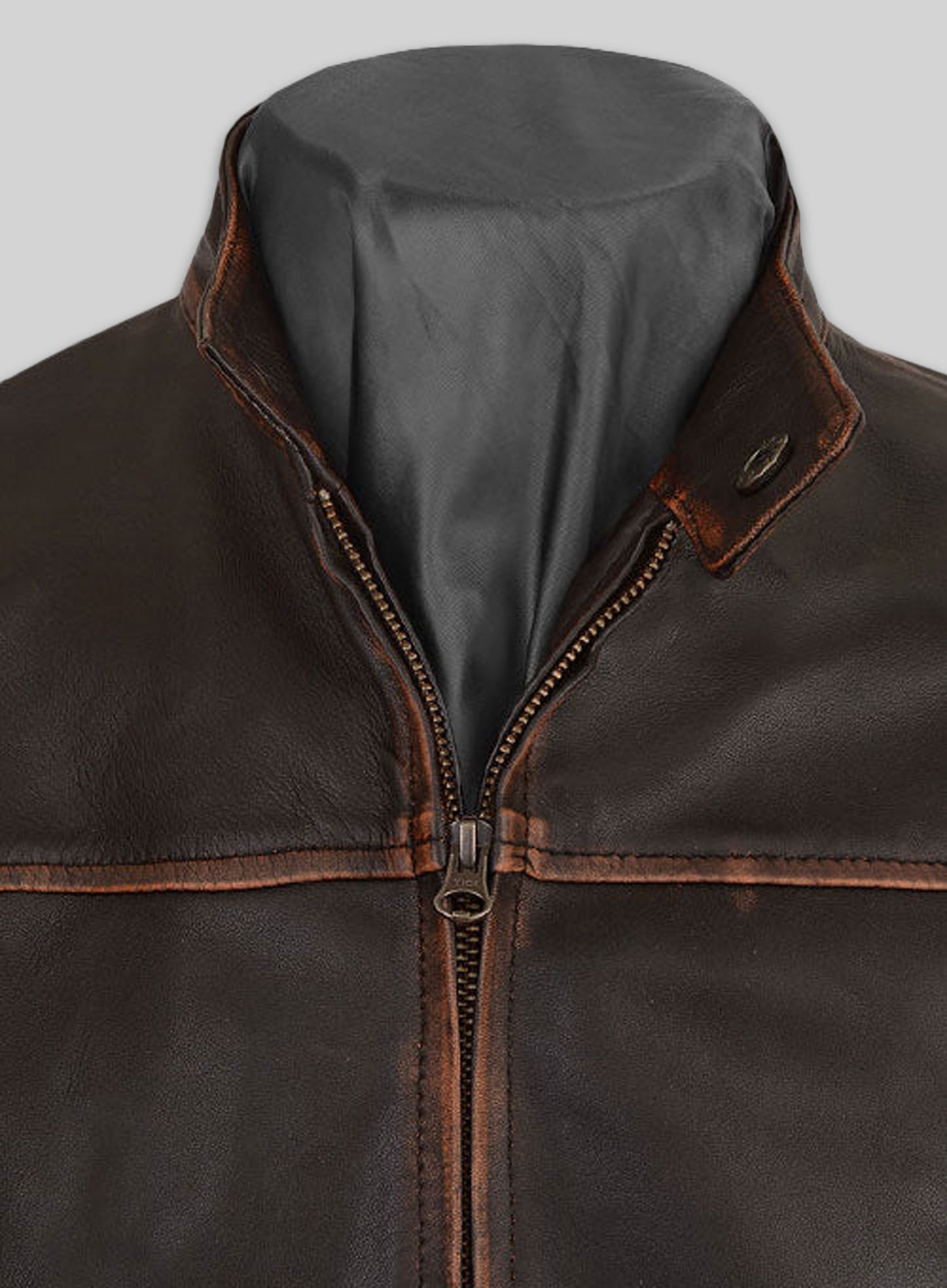 Reggie Rubbed Dark Brown Leather Jacket