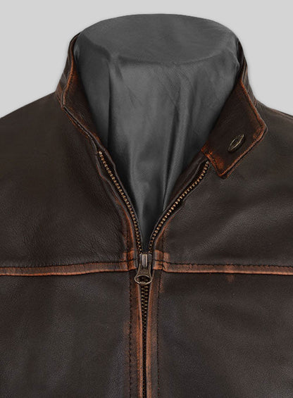 Reggie Rubbed Dark Brown Leather Jacket