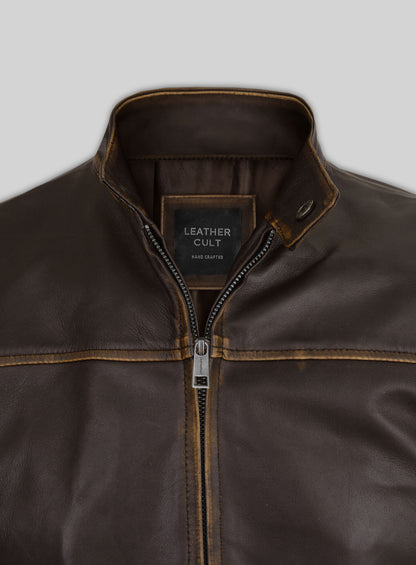 Reggie Rubbed Dark Brown Leather Jacket