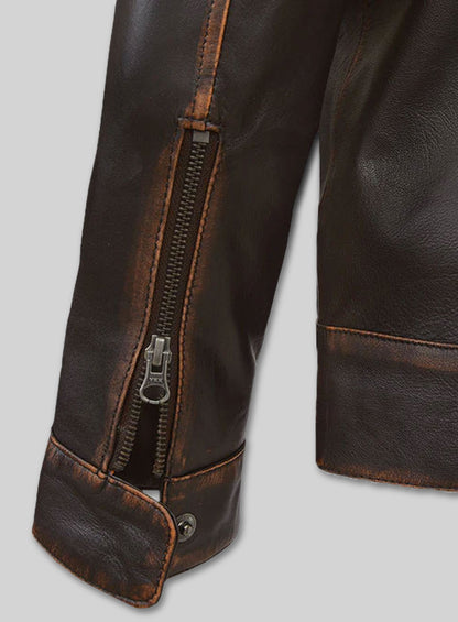 Reggie Rubbed Dark Brown Leather Jacket
