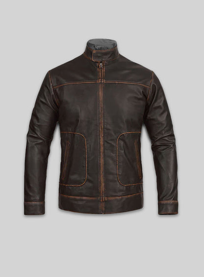 Reggie Rubbed Dark Brown Leather Jacket