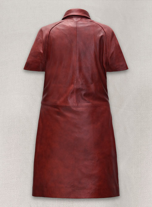 Renee Leather Shirt Dress - # 764 - LeatherCult