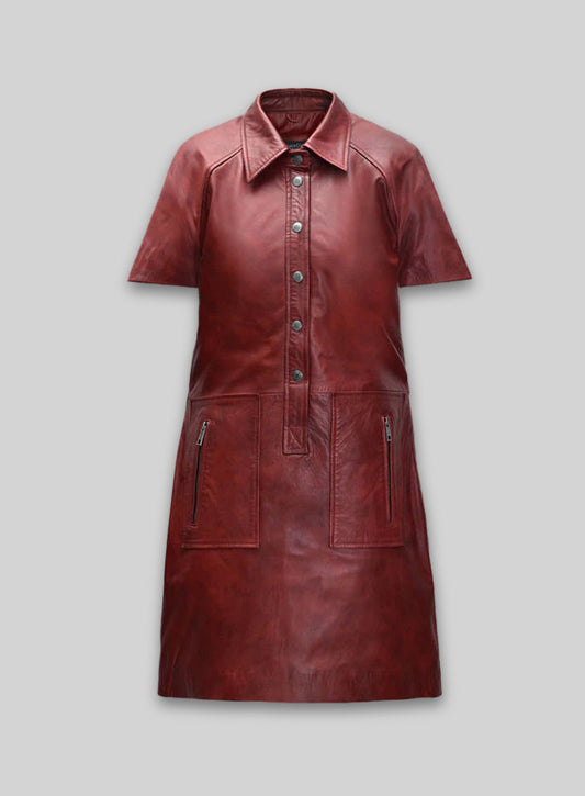 Renee Leather Shirt Dress - # 764