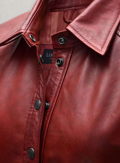 Renee Leather Shirt Dress - # 764 - LeatherCult