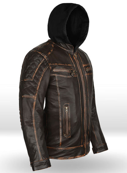 Retro Leather Jacket with Hoodie - LeatherCult