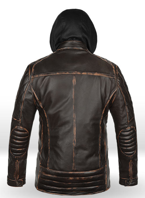 Retro Leather Jacket with Hoodie - LeatherCult