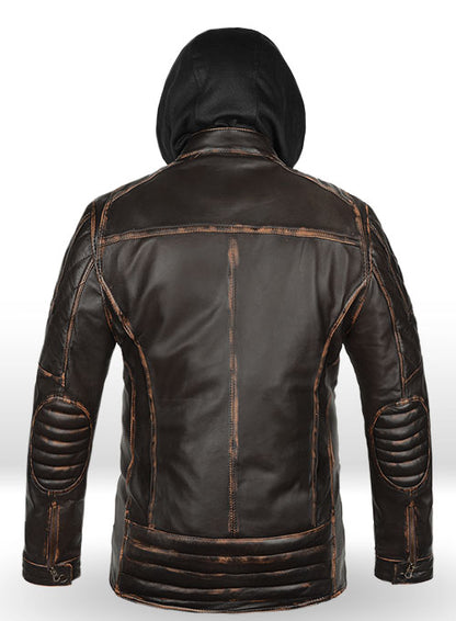 Retro Leather Jacket with Hoodie - LeatherCult