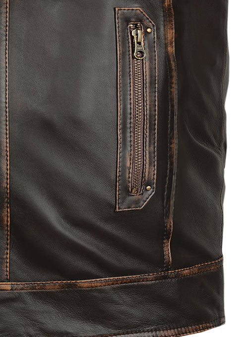 Retro Leather Jacket with Hoodie - LeatherCult