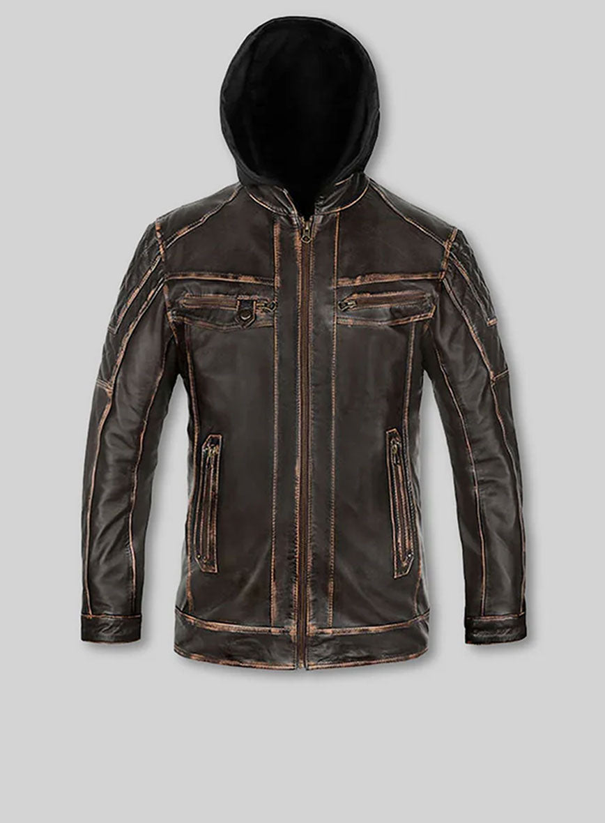 Retro Leather Jacket with Hoodie