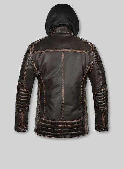 Retro Leather Jacket with Hoodie