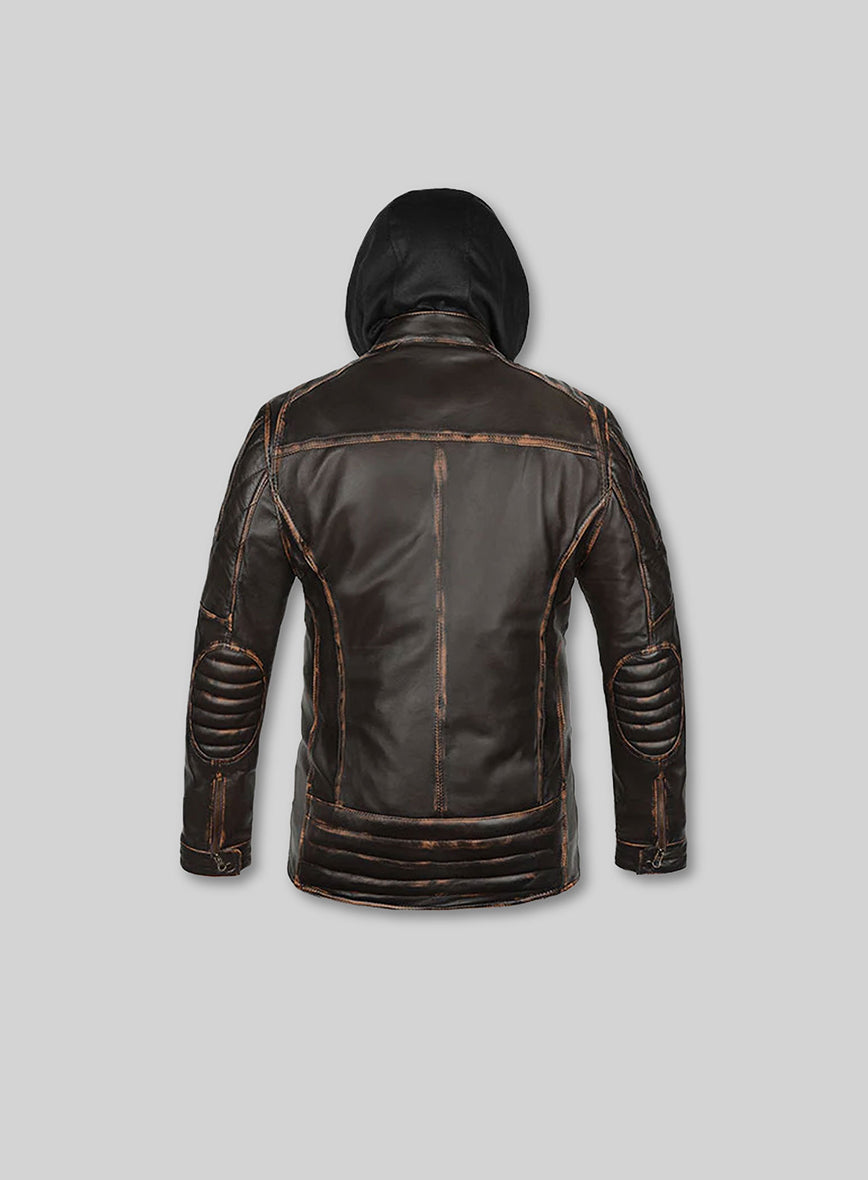 Retro Leather Jacket with Hoodie