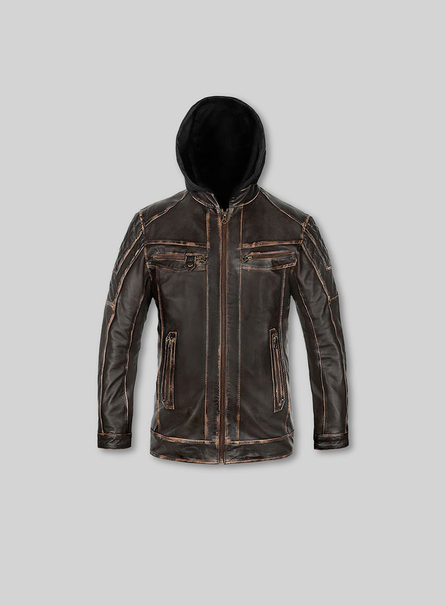Retro Leather Jacket with Hoodie