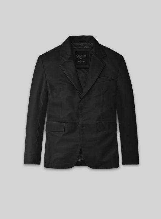 Rich Black Lambskin Leather Blazer