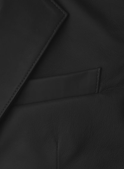 Rich Black Lambskin Leather Blazer