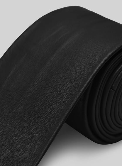 Rich Black Lambskin Leather Tie