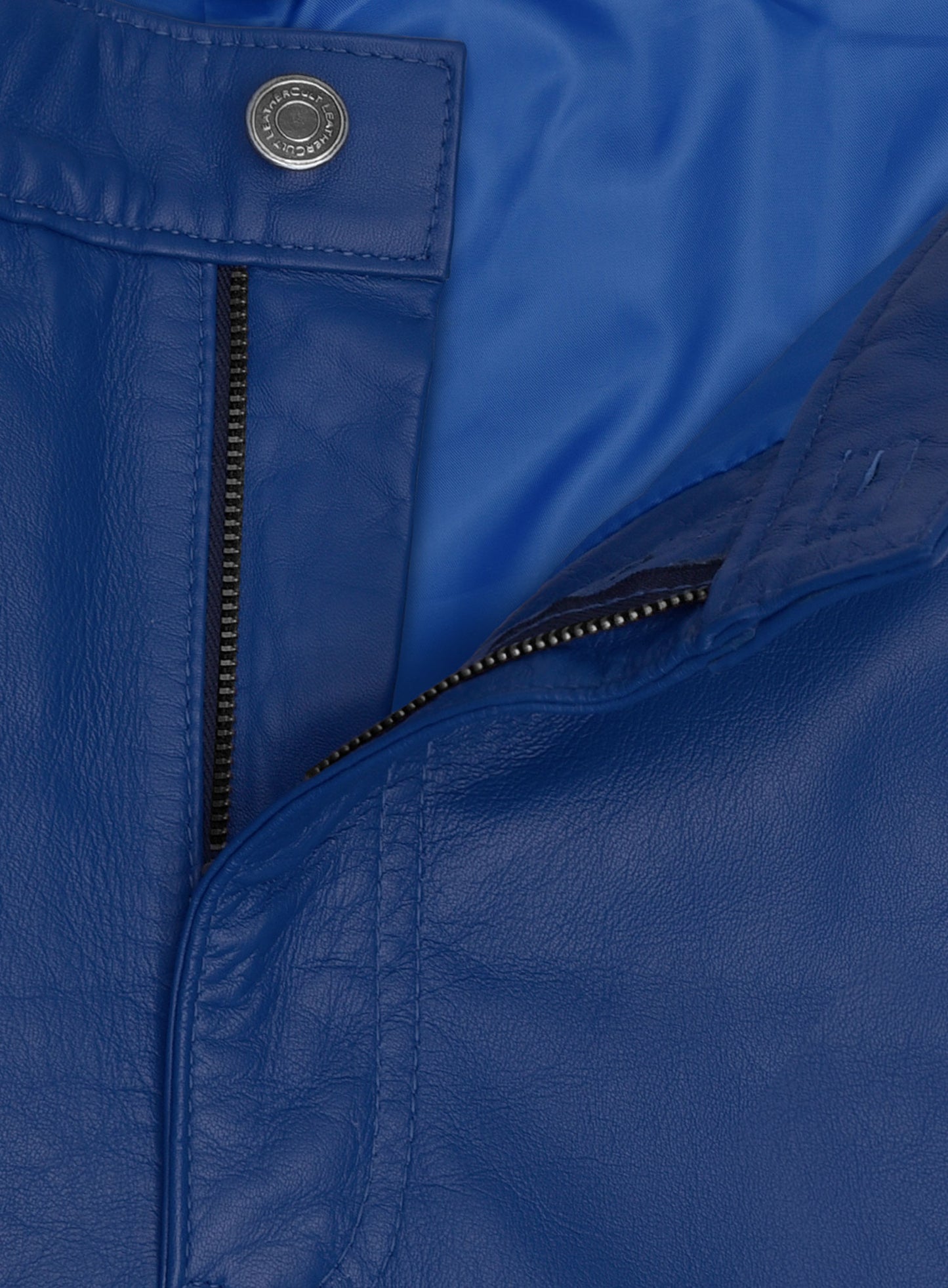 Rich Blue Electric Zipper Combination Leather Pants