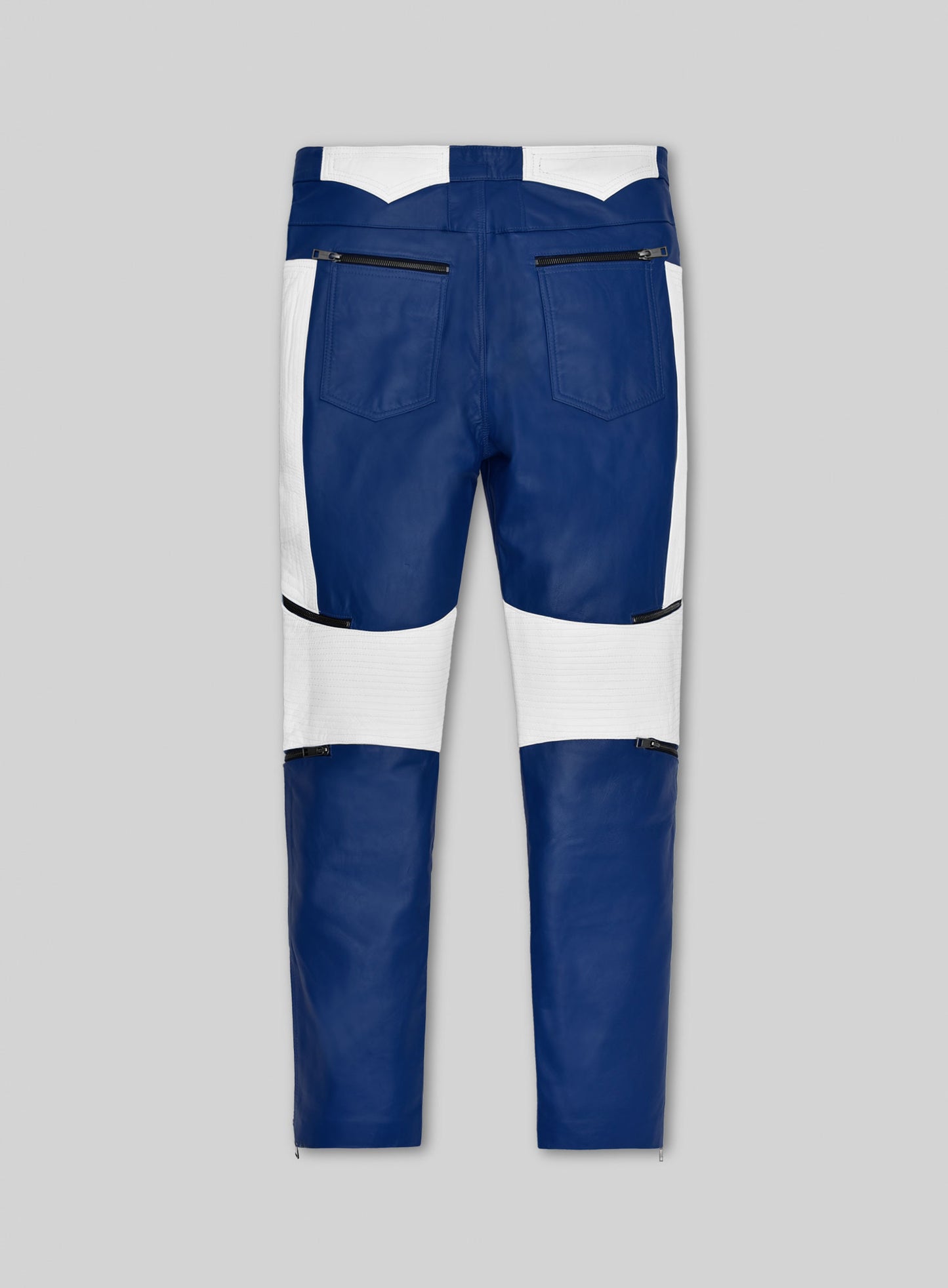 Rich Blue Electric Zipper Combination Leather Pants