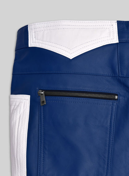Rich Blue Electric Zipper Combination Leather Pants