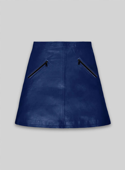 Rich Blue Emilia Clarke Leather Skirt